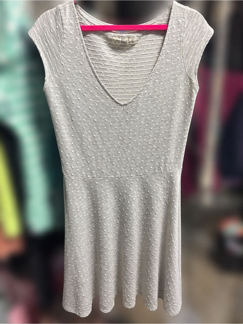 Abercrombie & Fitch Light Gray Cap-Sleeve V-Neck Mini Dress